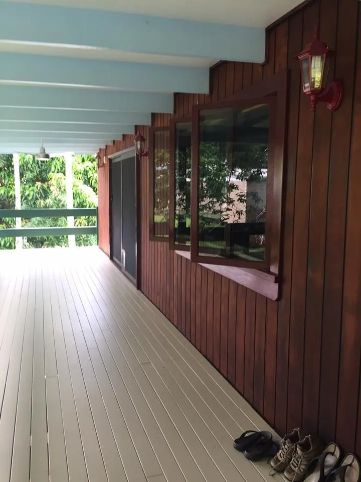 Interior hallway with timber lining and painted walls in a Cairns home