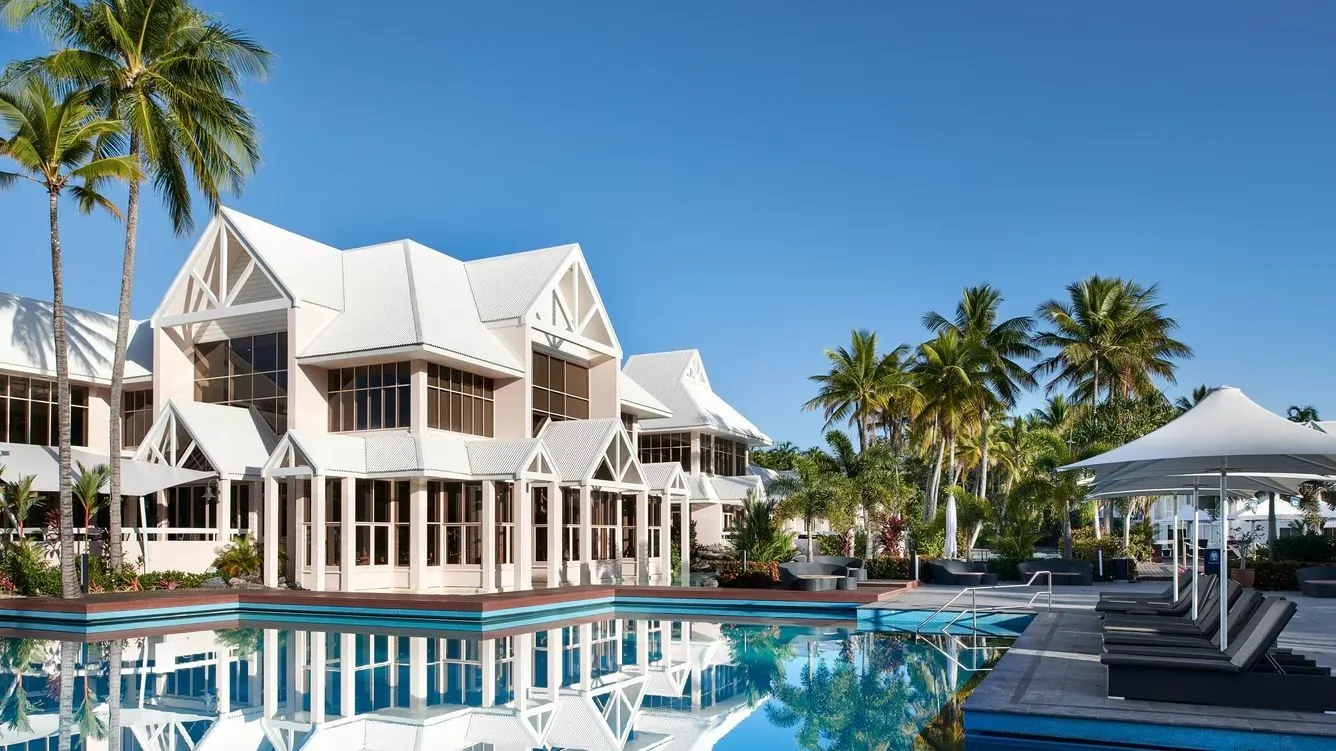 Sheraton Grand Mirage resort pool and buildings at Port Douglas